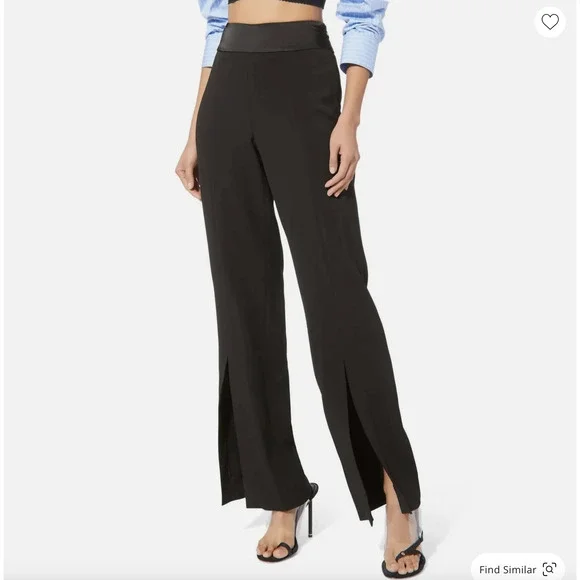 Jonathan Simkhai Black Slit Hem High Waisted Flare Womens Pants Size 4 - Picture 2 of 8